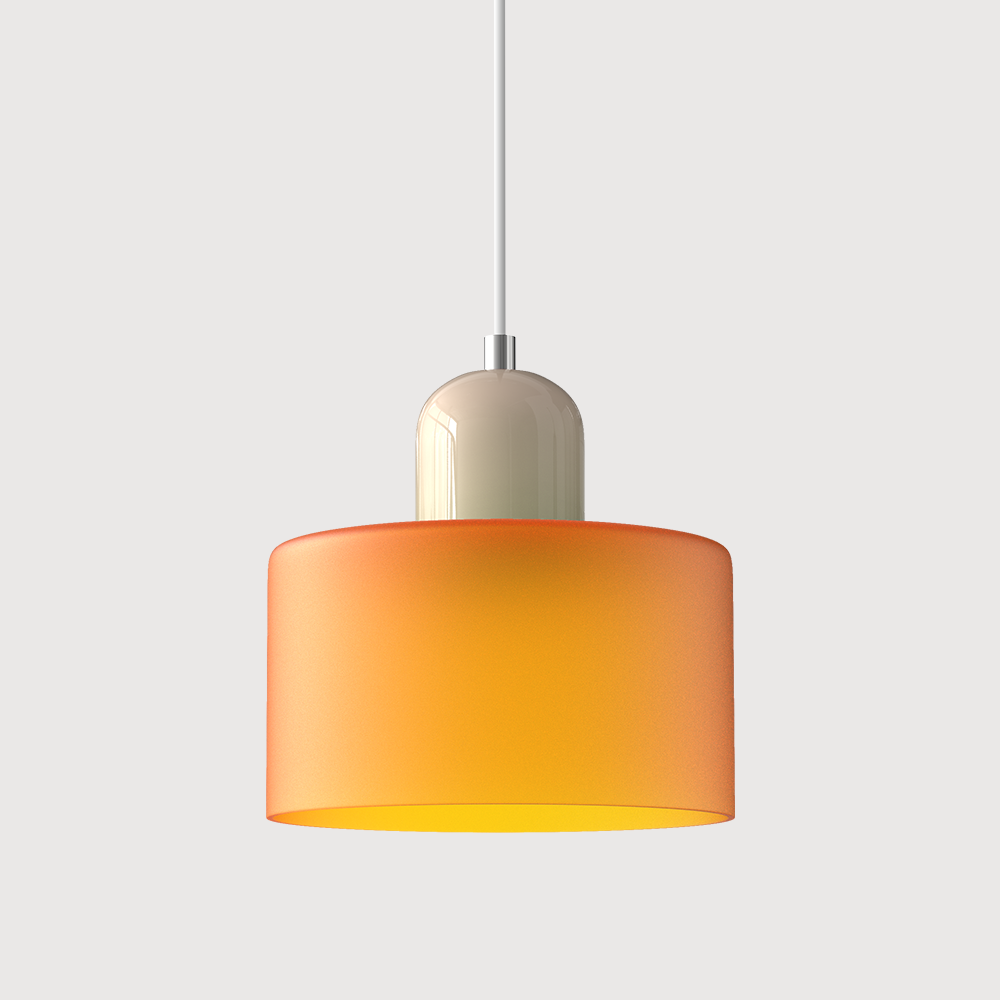 Bauhaus Glass Pendant Light with Iron Accent