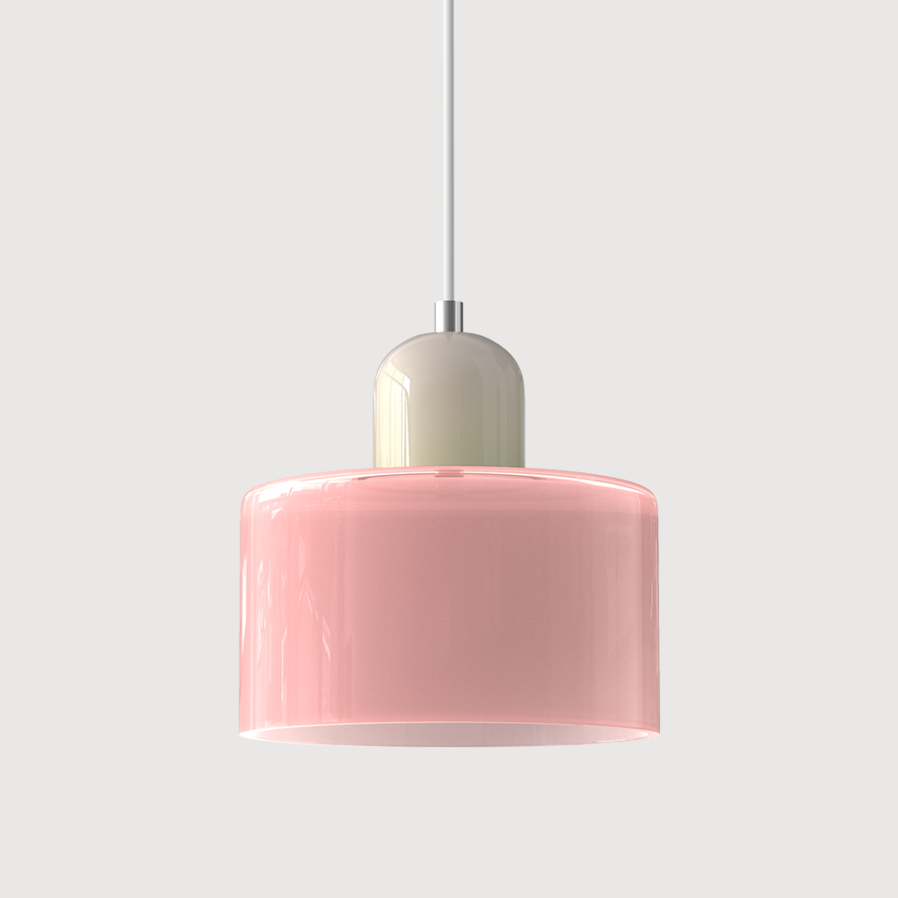 Bauhaus Glass Pendant Light with Iron Accent