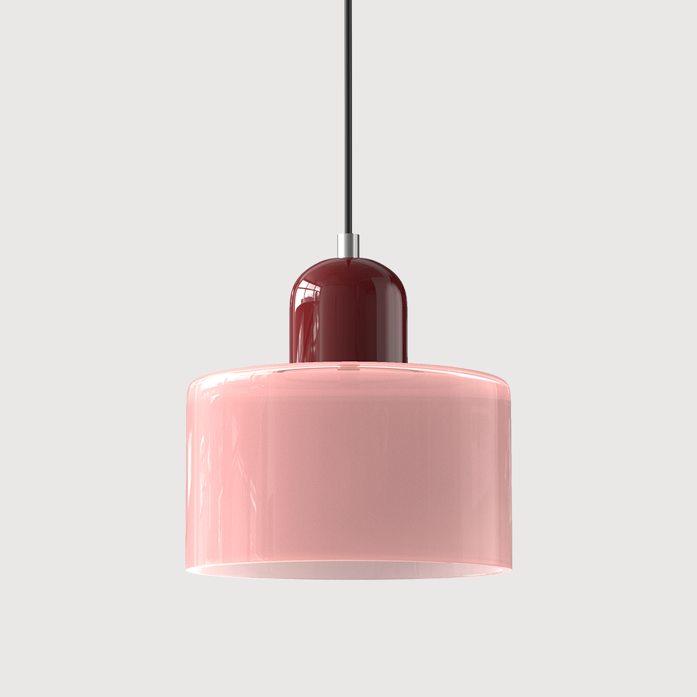Bauhaus Glass Pendant Light with Iron Accent