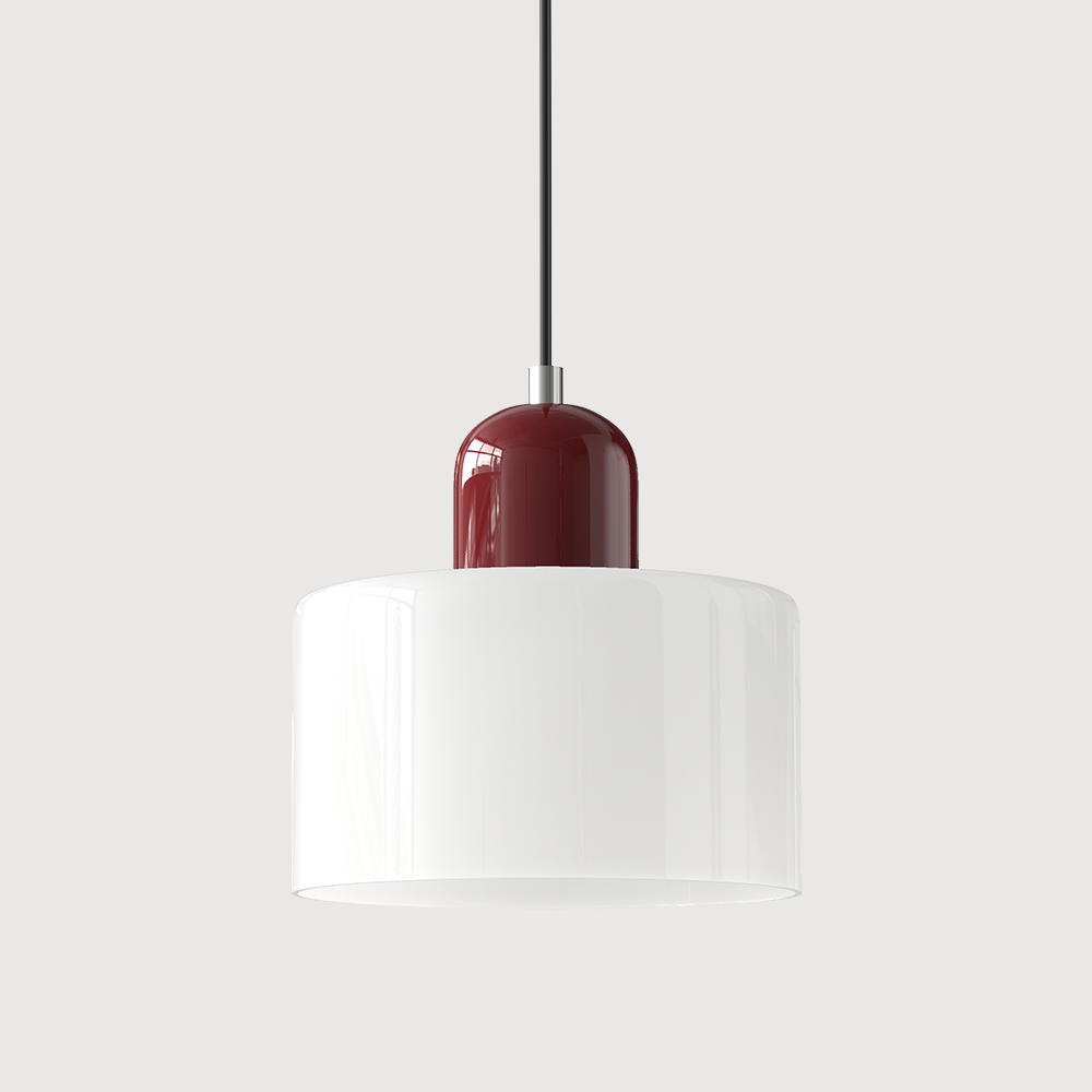 Bauhaus Glass Pendant Light with Iron Accent