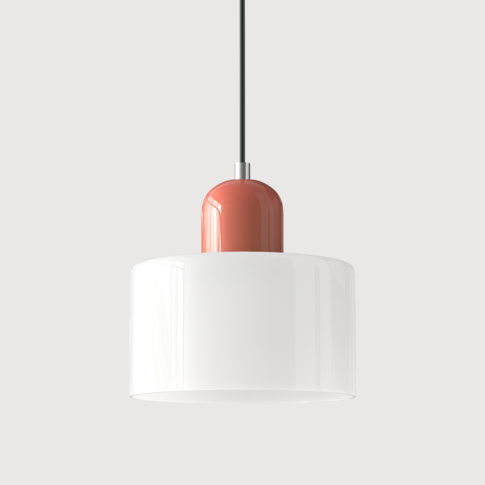 Bauhaus Glass Pendant Light with Iron Accent