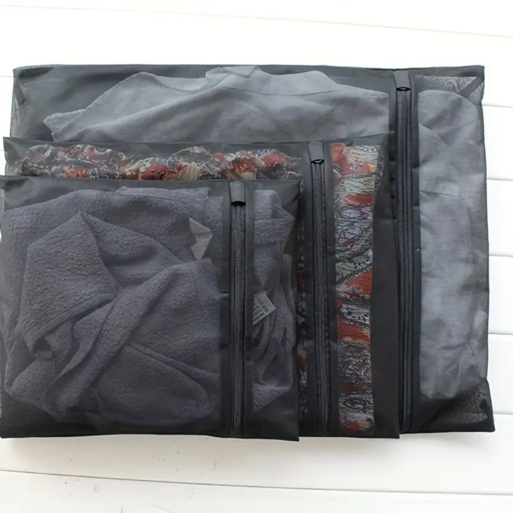 Black Mesh Laundry Bag with Zipper Closure