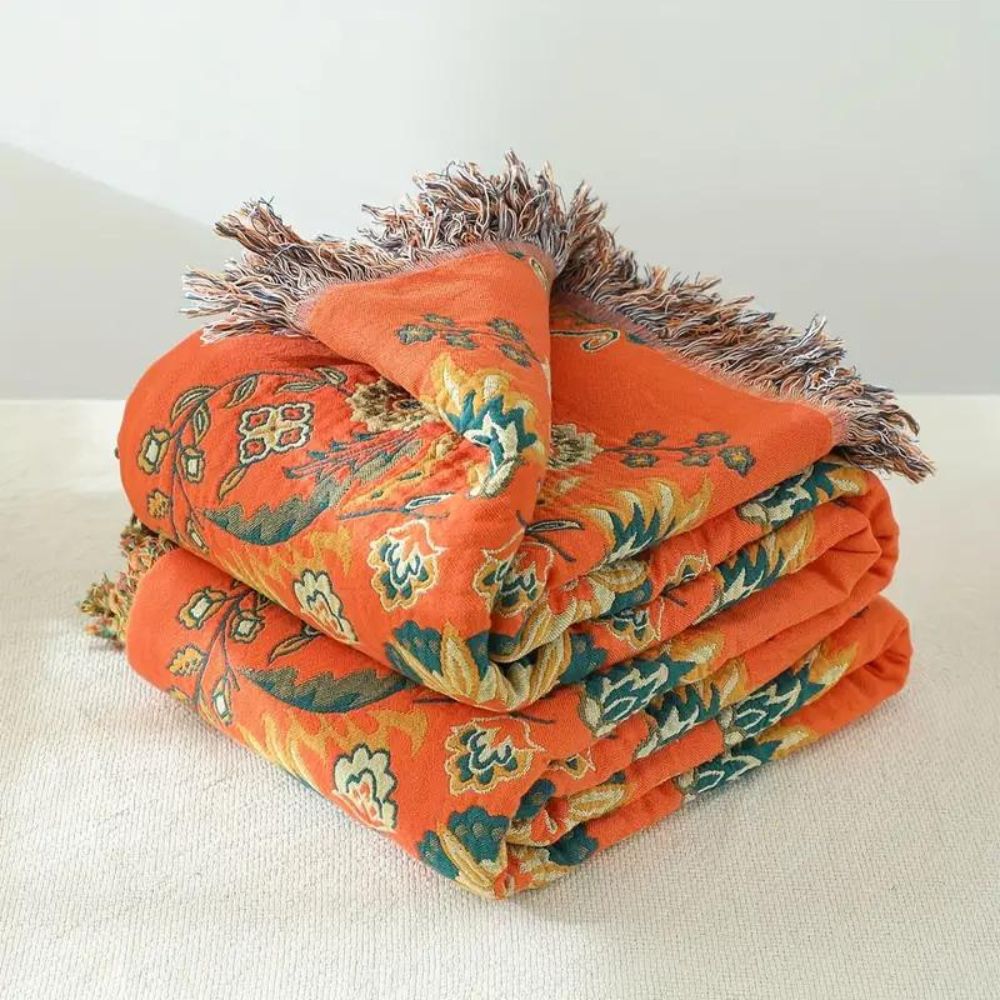 Boho Cotton Throw Blanket Reversible