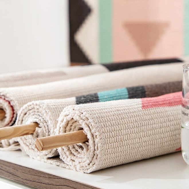 Boho Geometric Wall Tapestry with Tassels