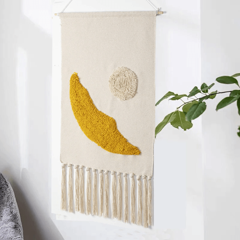 Boho Geometric Wall Tapestry with Tassels