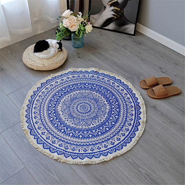 Boho Mandala Rug with Decorative Tassels