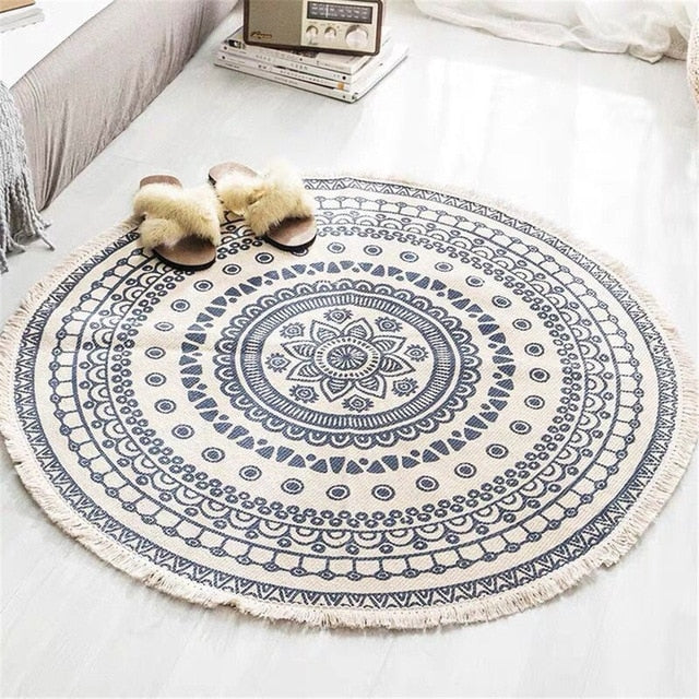 Boho Mandala Rug with Decorative Tassels