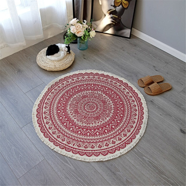 Boho Mandala Rug with Decorative Tassels