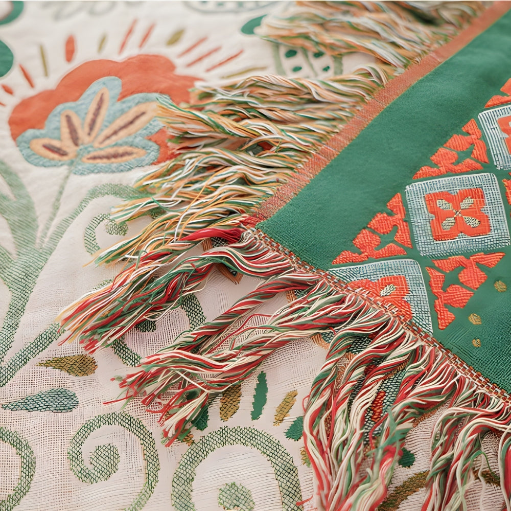 Boho Reversible Throw Blanket with Tassels
