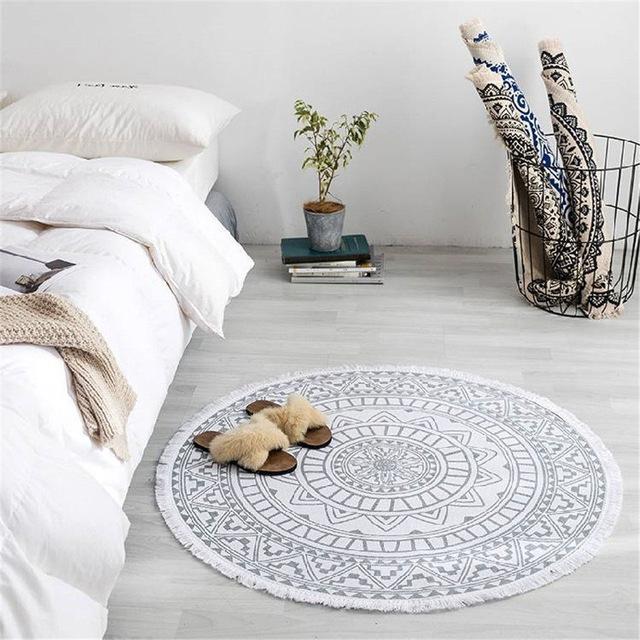 Boho Round Rug with Moroccan Tassels