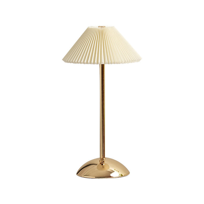 Brass Table Lamp with Pleated Shade Design