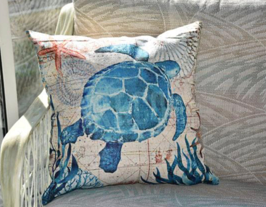 Coastal Sea Life Decorative Pillow Cover
