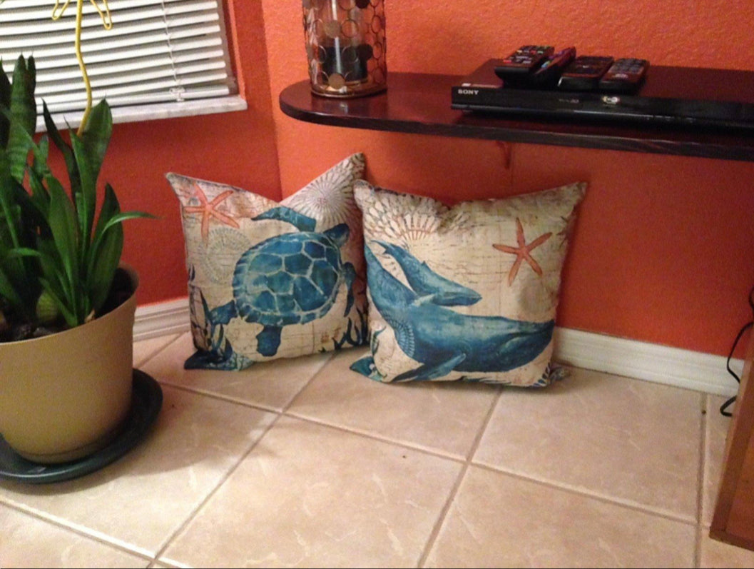 Coastal Sea Life Decorative Pillow Cover