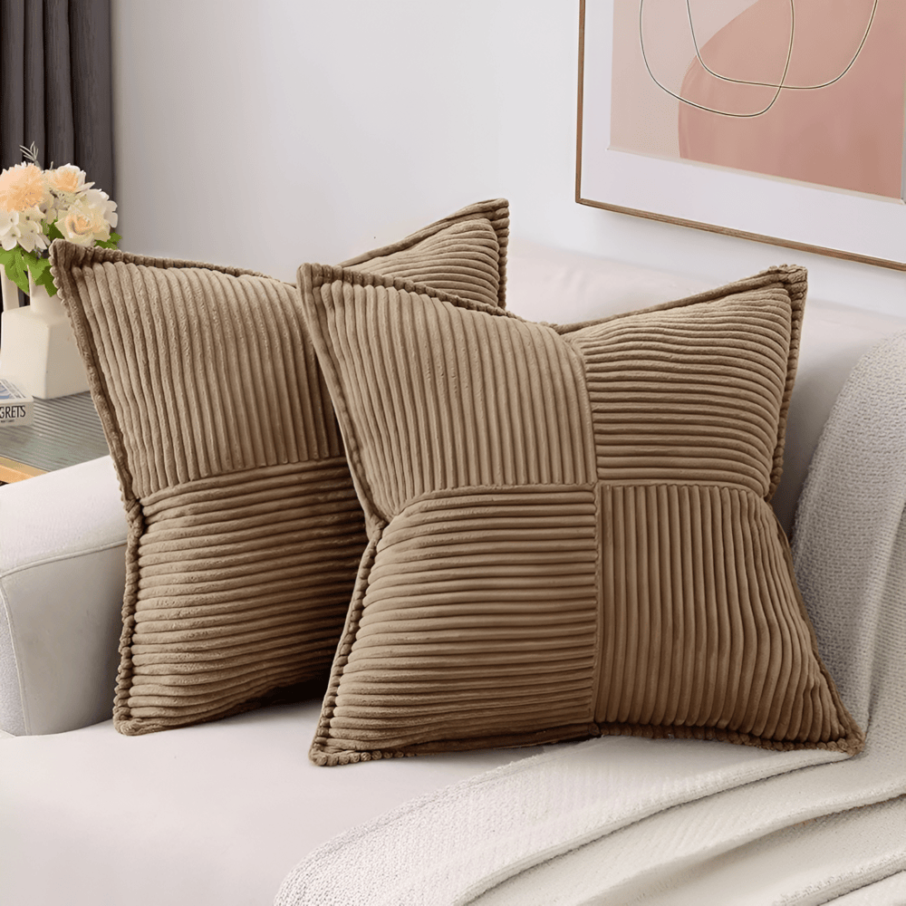 Corduroy Decorative Pillow with Ribbed Design