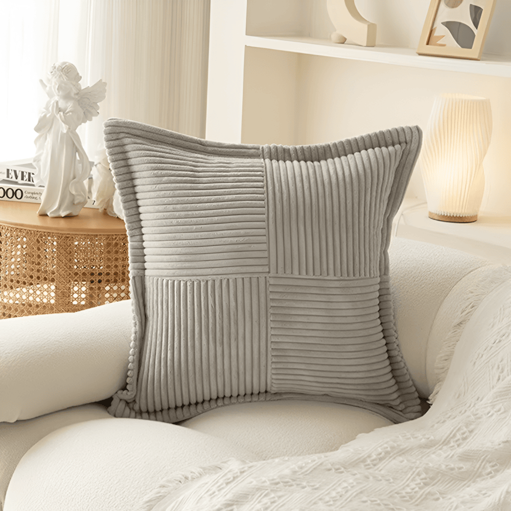 Corduroy Decorative Pillow with Ribbed Design