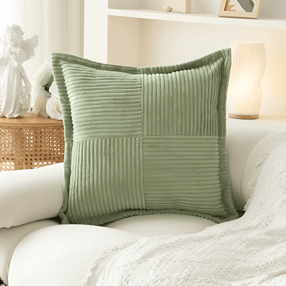 Corduroy Decorative Pillow with Ribbed Design