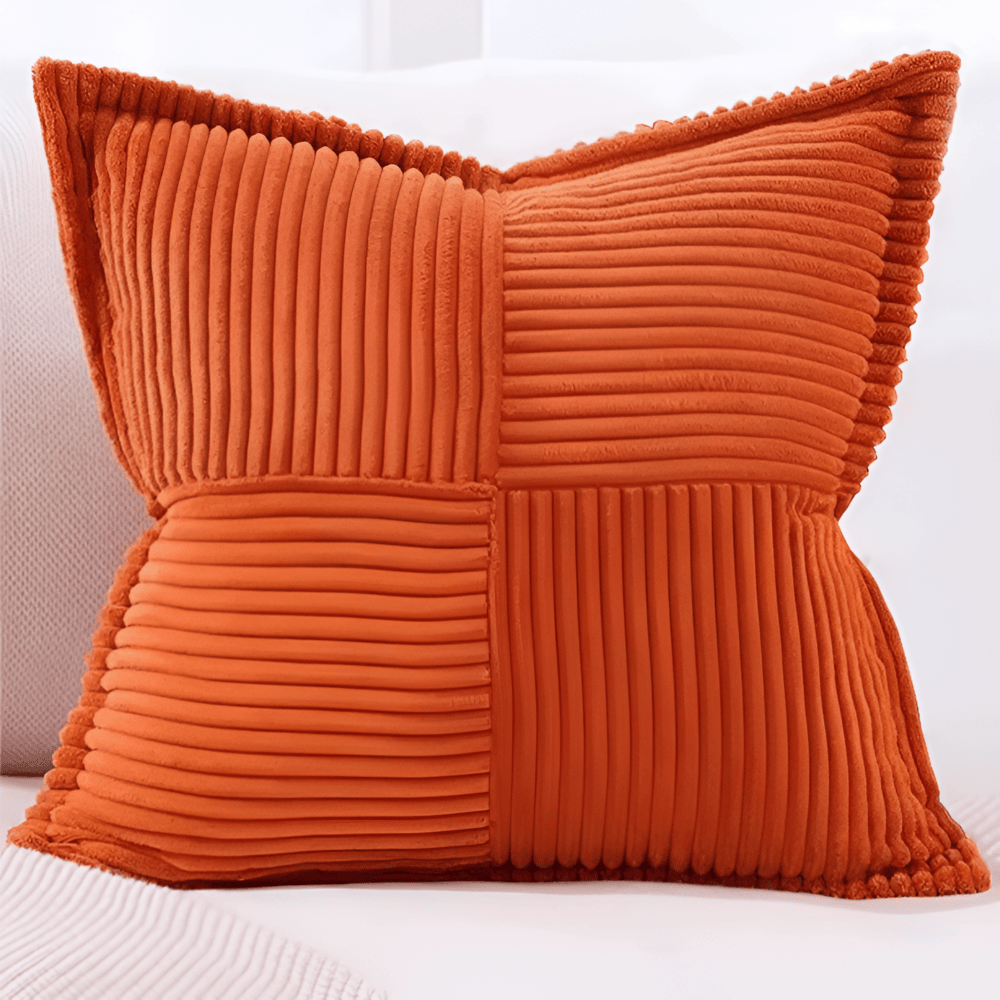 Corduroy Decorative Pillow with Ribbed Design