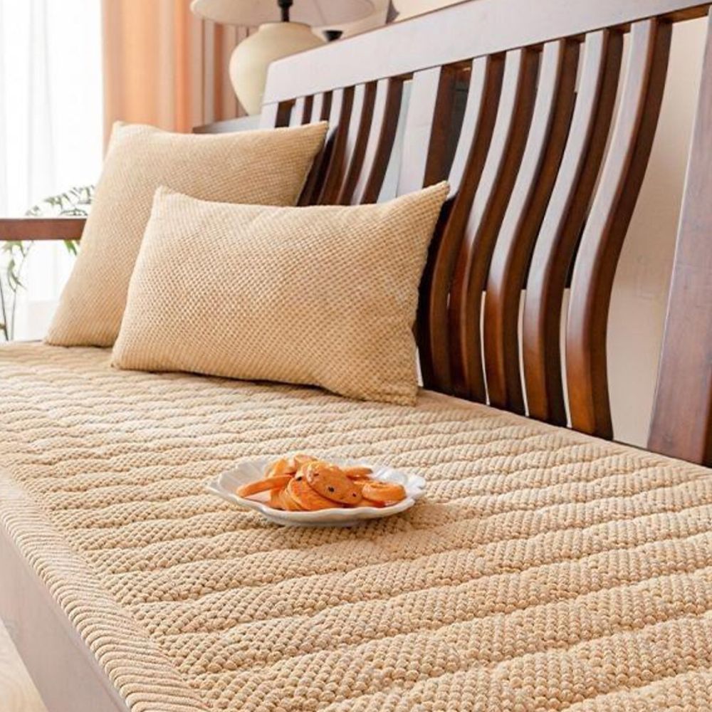 Corduroy Sofa Seat Cover with Padded Comfort