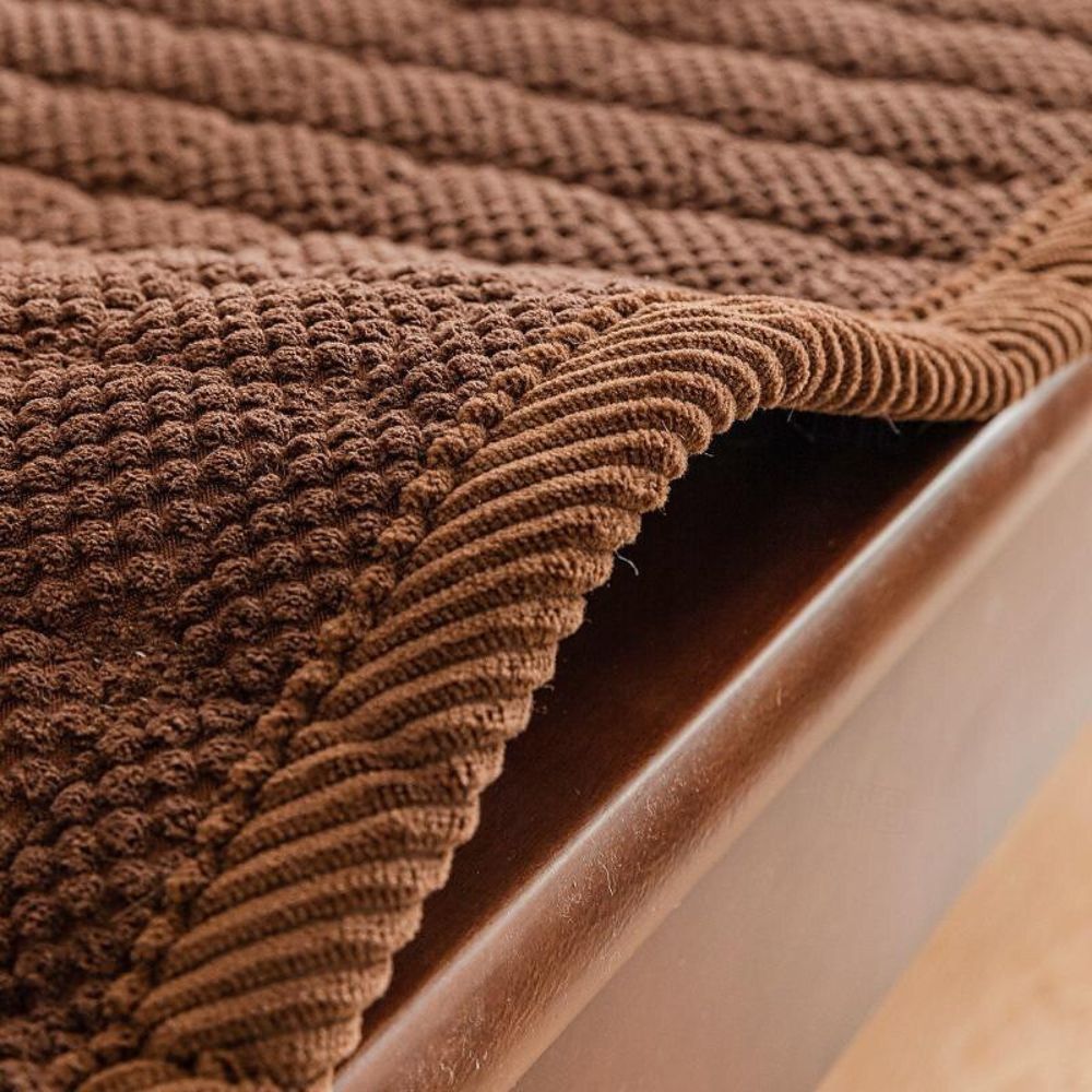 Corduroy Sofa Seat Cover with Padded Comfort