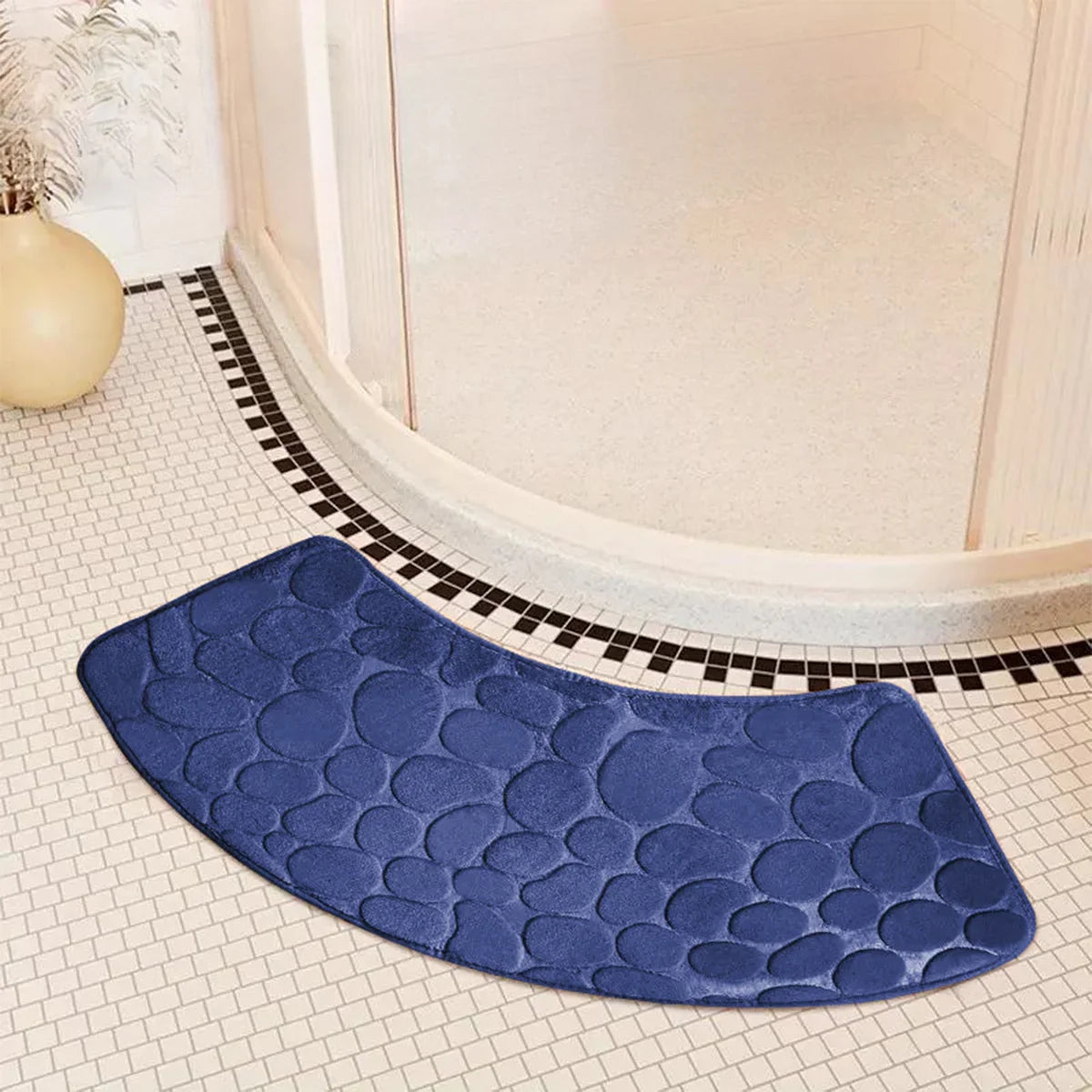 Curved Non Slip Bath Mat with Plush Foam