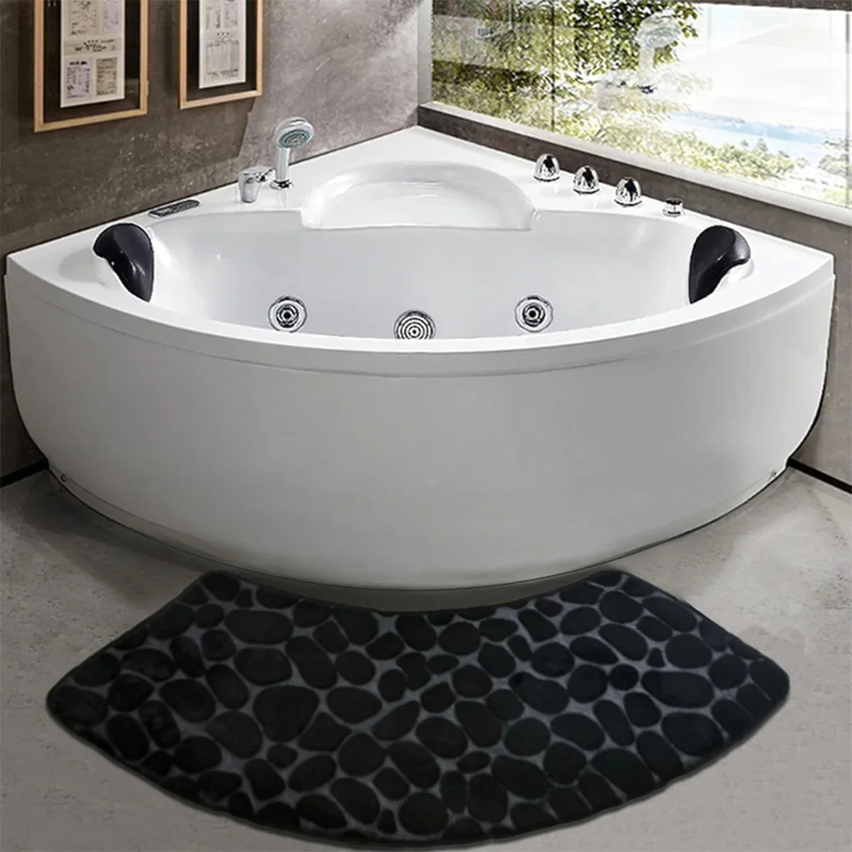 Curved Non Slip Bath Mat with Plush Foam