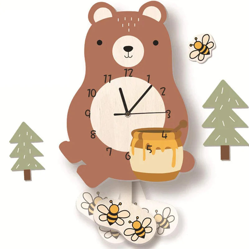 Cute Animal Wall Clock with Cartoon Design