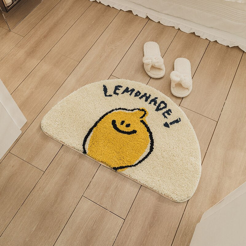 Cute Lemon Rug with Soft Plush Texture