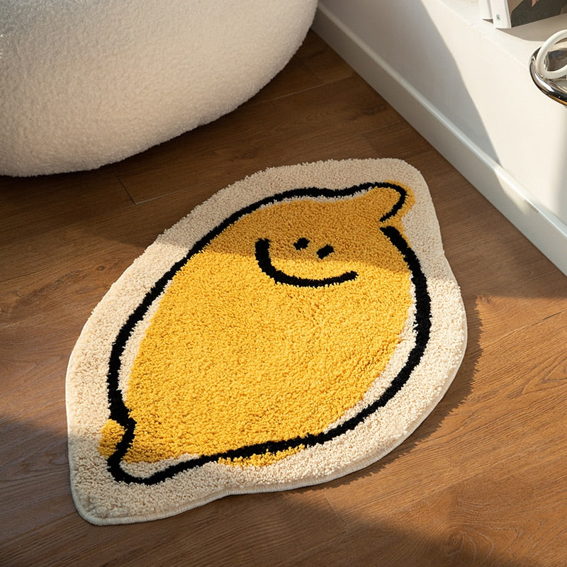 Cute Lemon Rug with Soft Plush Texture