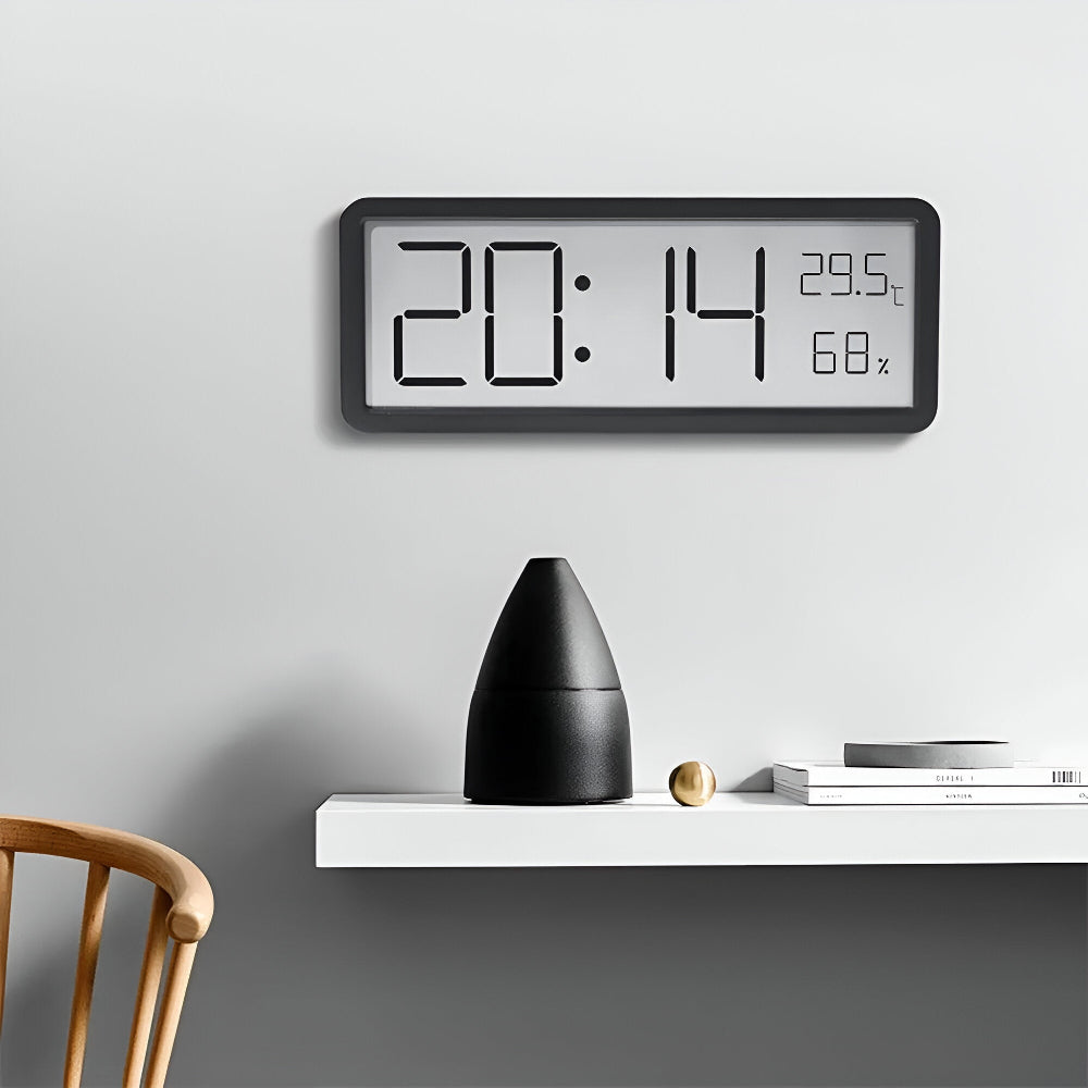 Digital LED Wall Clock Temperature Display