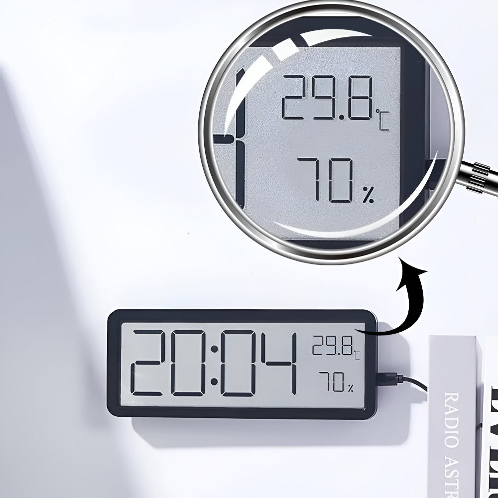 Digital LED Wall Clock Temperature Display