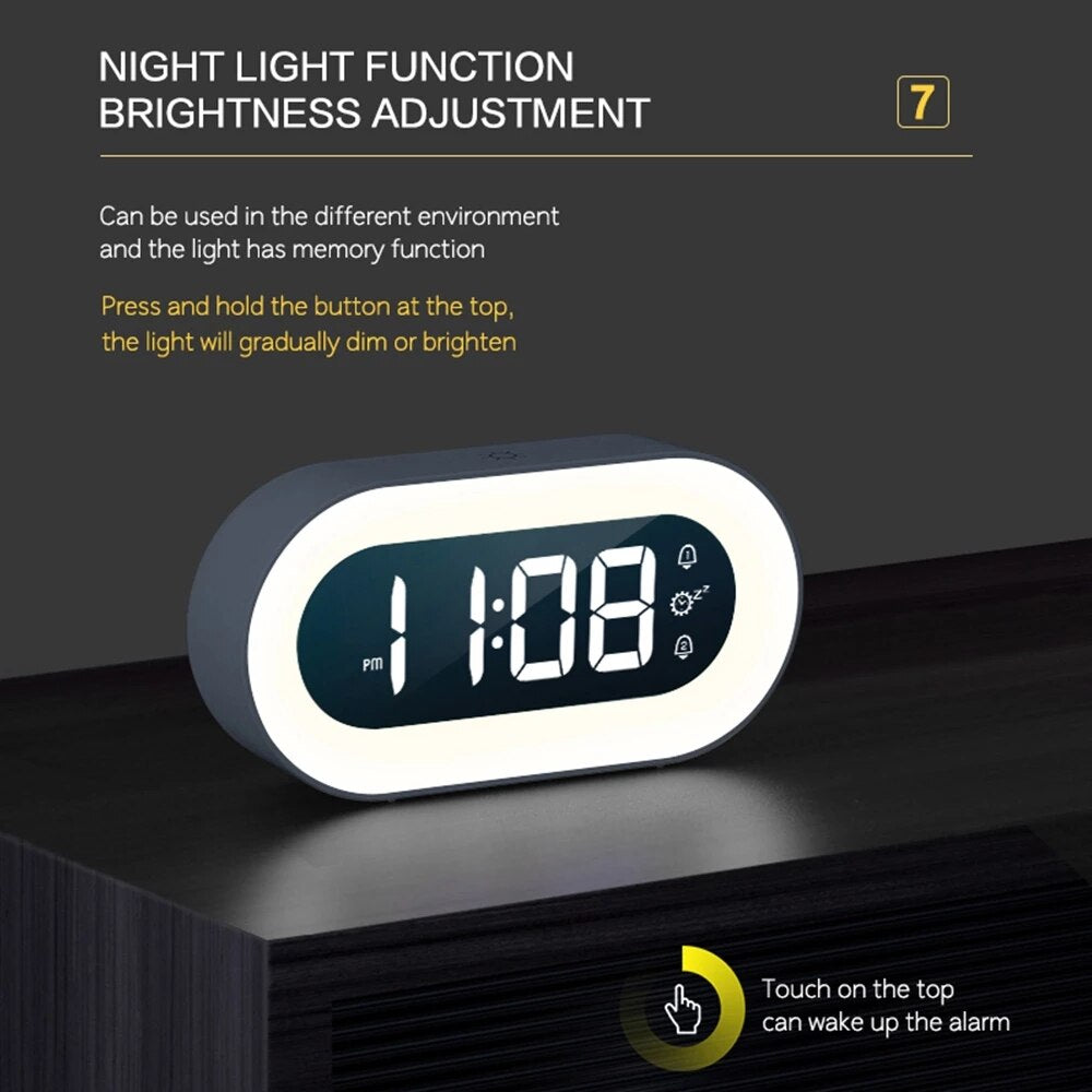 Digital Night Lamp with LED Display and Alarm Clock