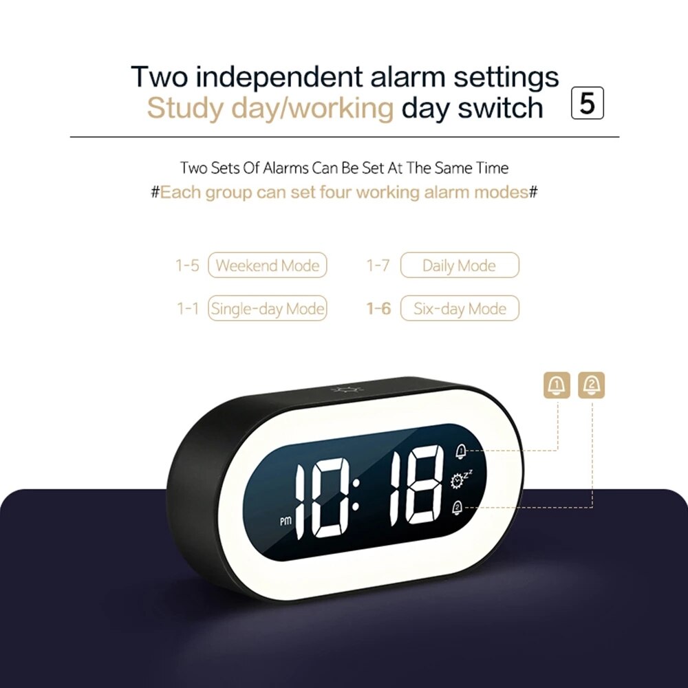 Digital Night Lamp with LED Display and Alarm Clock