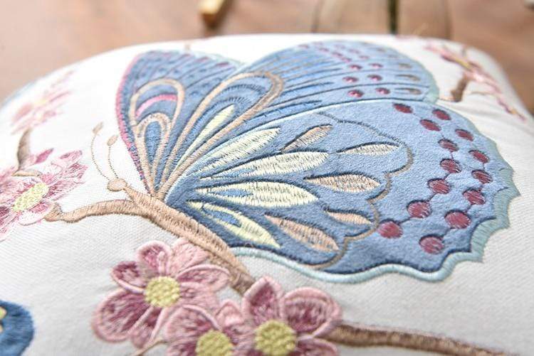 Embroidered Nature Decorative Pillow