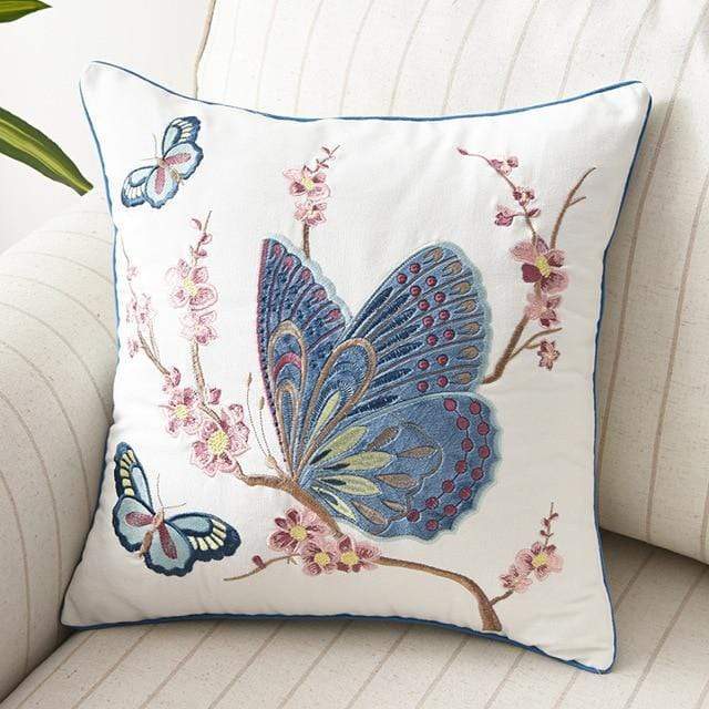Embroidered Nature Decorative Pillow