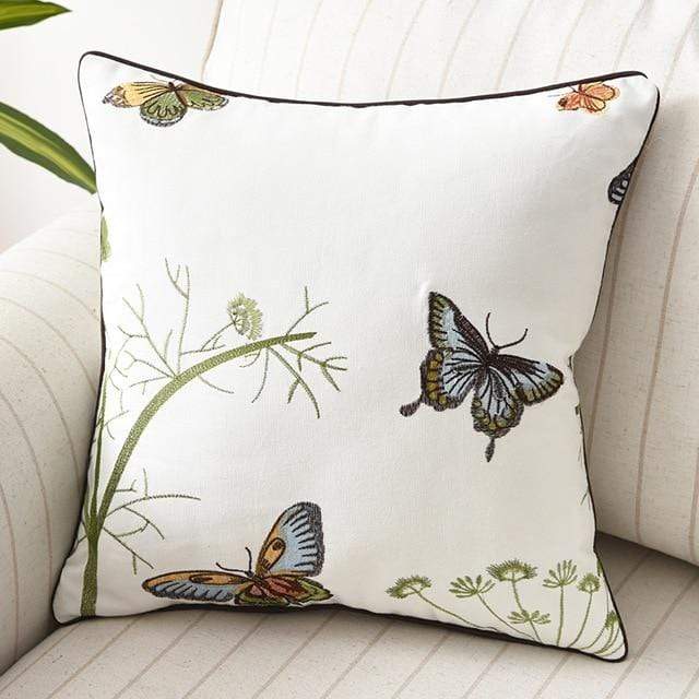 Embroidered Nature Decorative Pillow