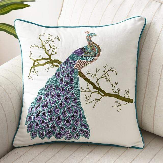 Embroidered Nature Decorative Pillow