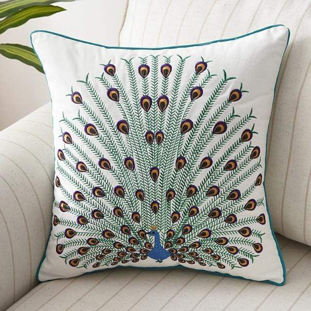 Embroidered Nature Decorative Pillow