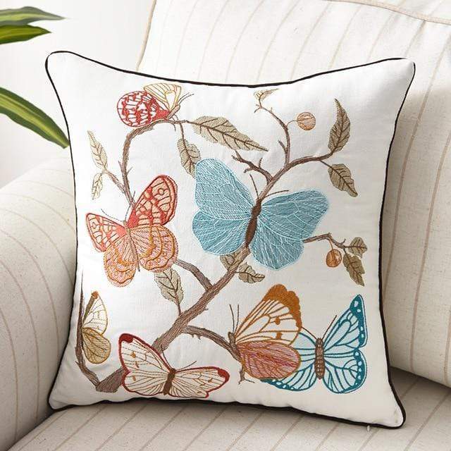 Embroidered Nature Decorative Pillow