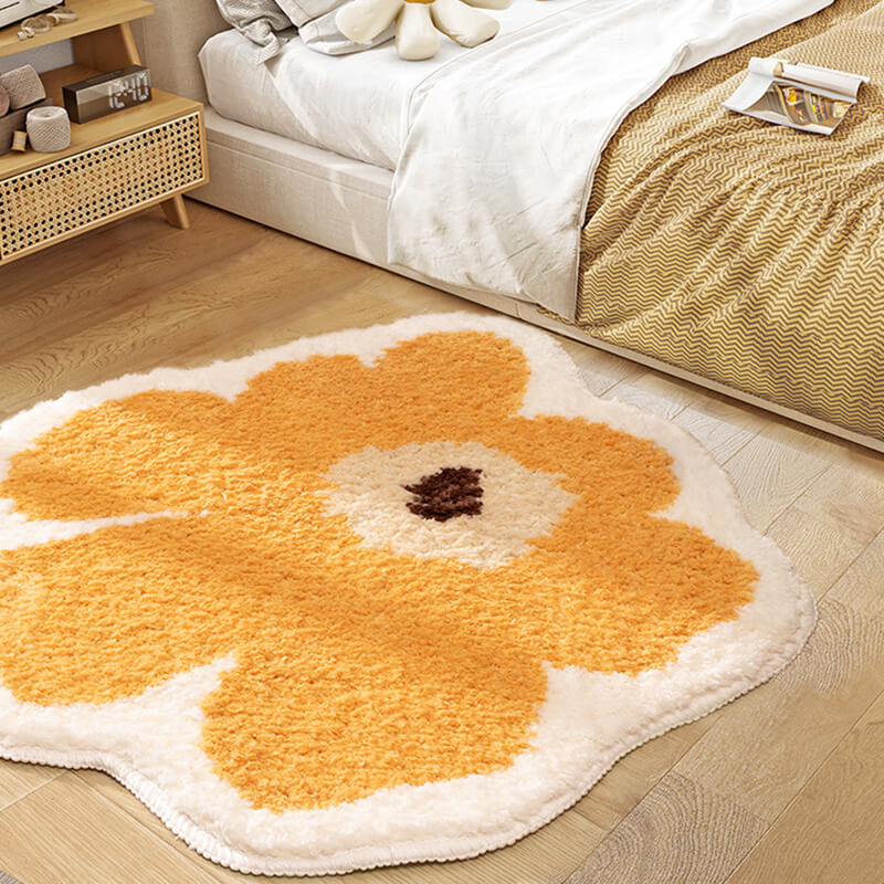 Flower Accent Rug with Soft Plush Texture