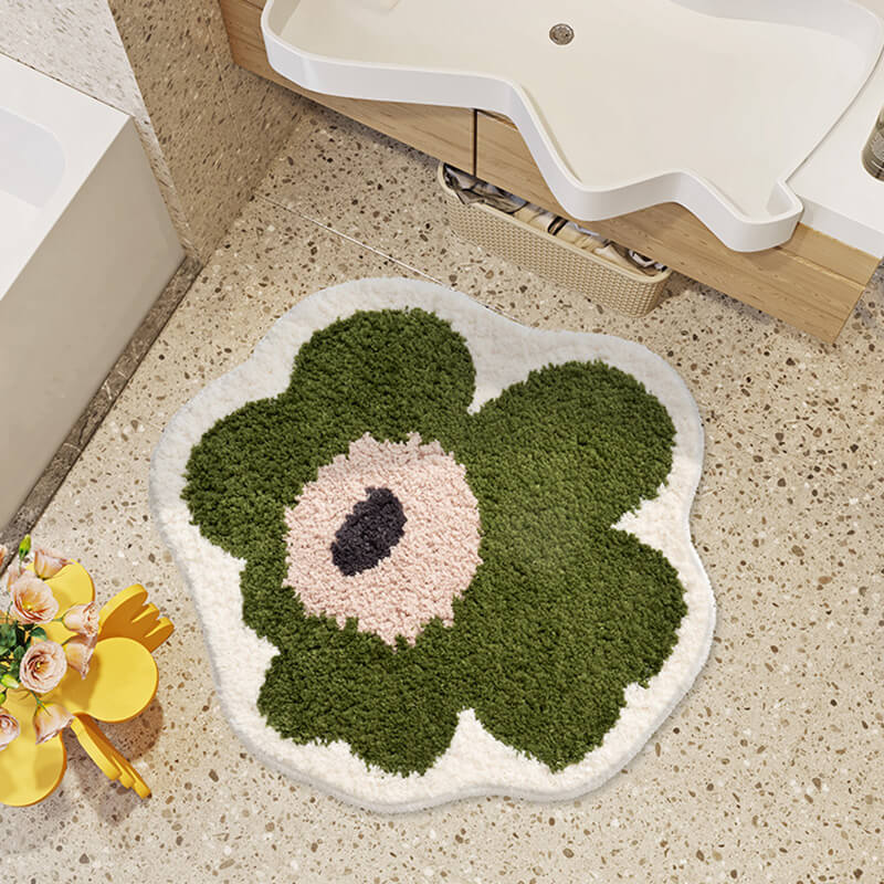 Flower Accent Rug with Soft Plush Texture