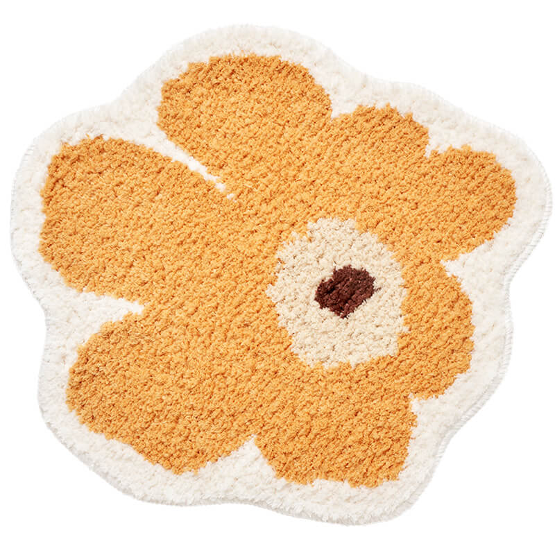 Flower Accent Rug with Soft Plush Texture