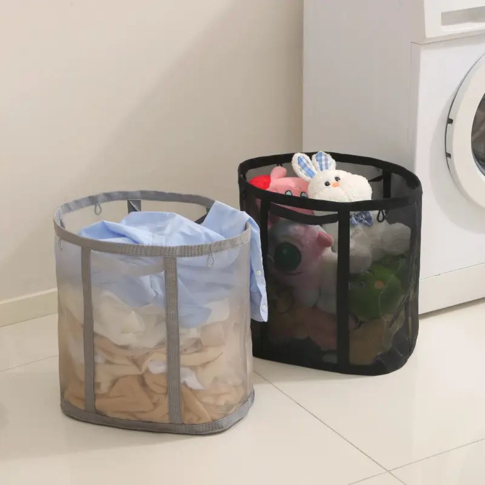 Foldable Mesh Laundry Basket with Handles