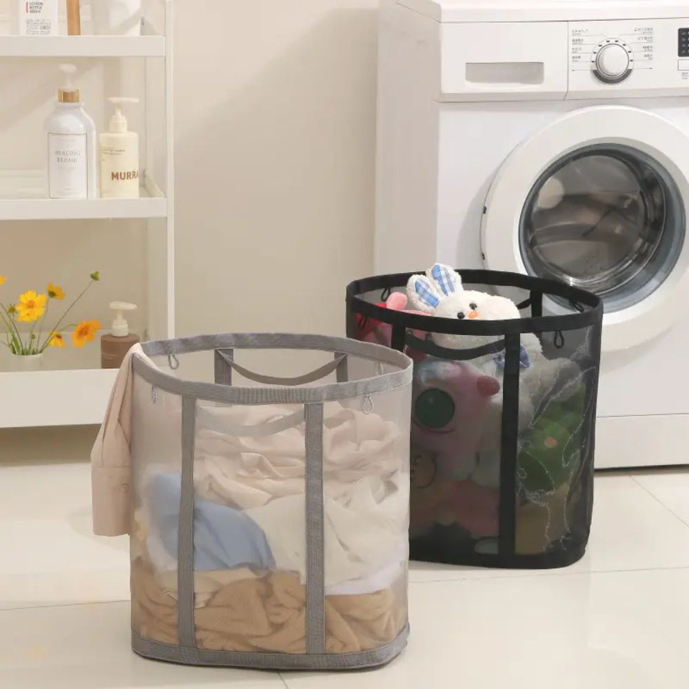 Foldable Mesh Laundry Basket with Handles