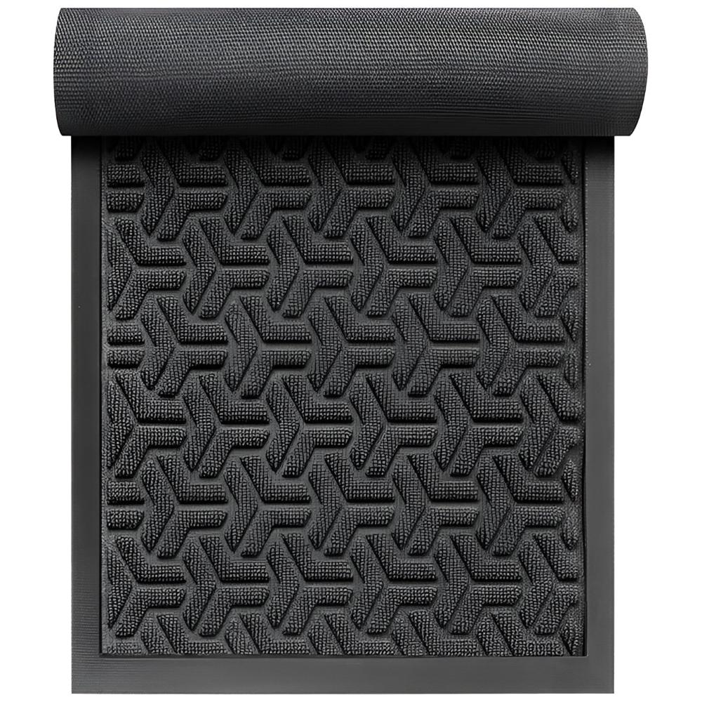 Geometric Rubber Doormat with Grip Base