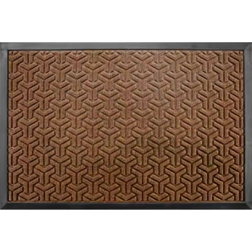 Geometric Rubber Doormat with Grip Base