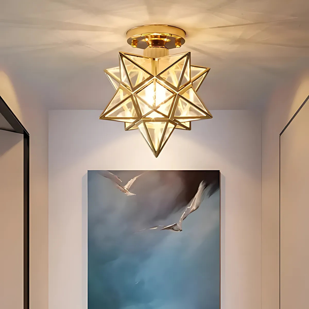 Geometric Star Ceiling Light with LED Design