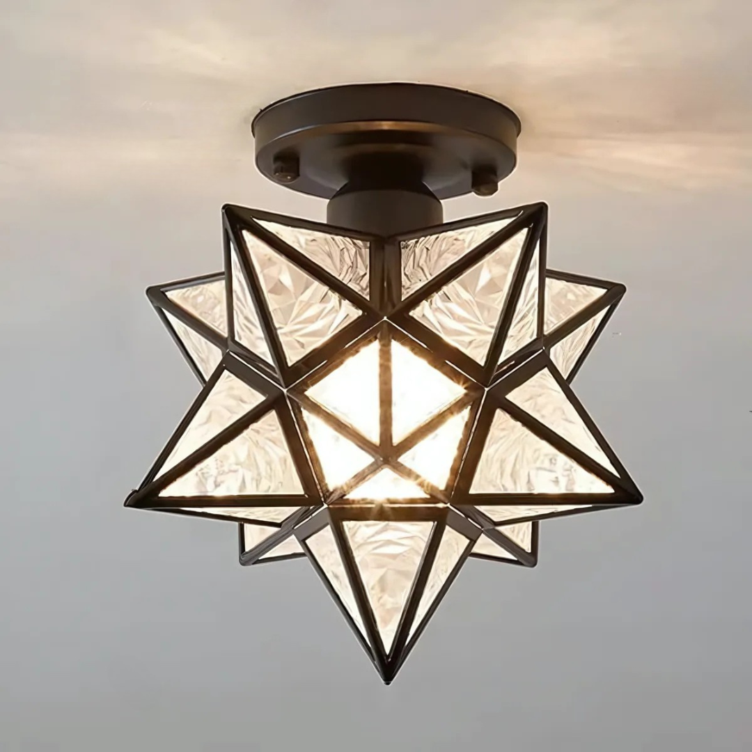Geometric Star Ceiling Light with LED Design