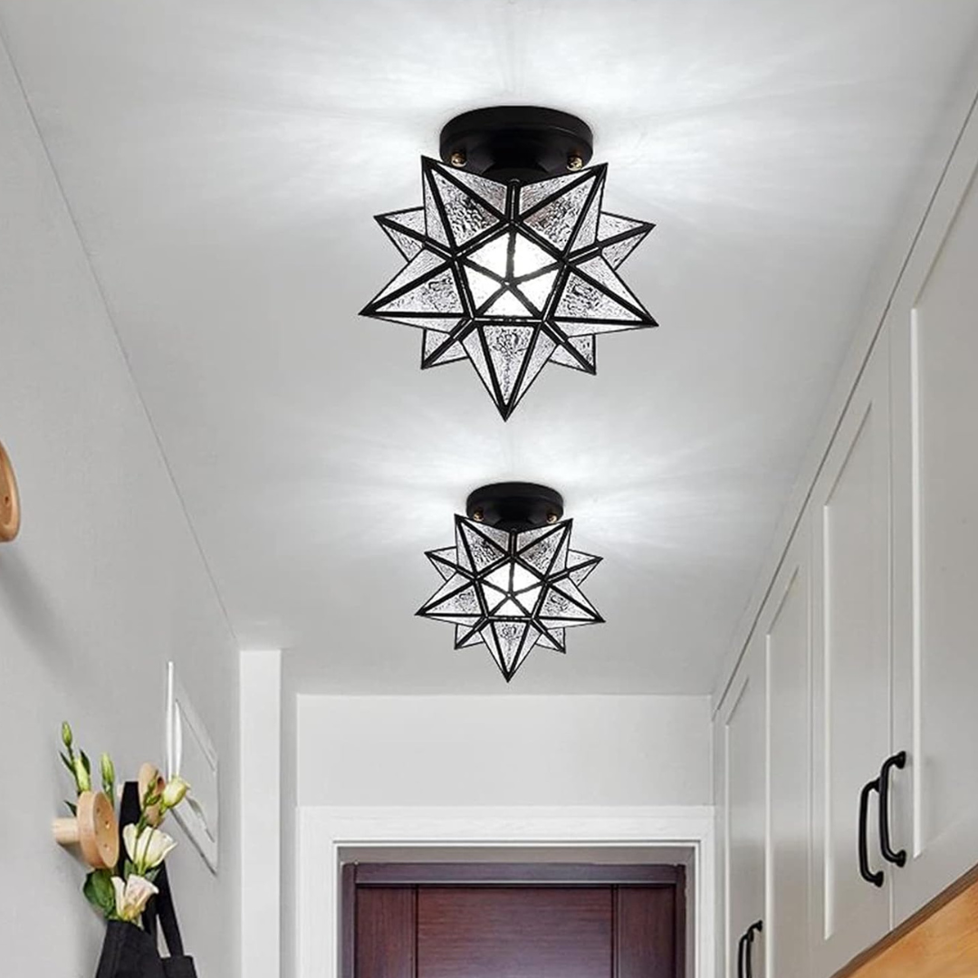 Geometric Star Ceiling Light with LED Design