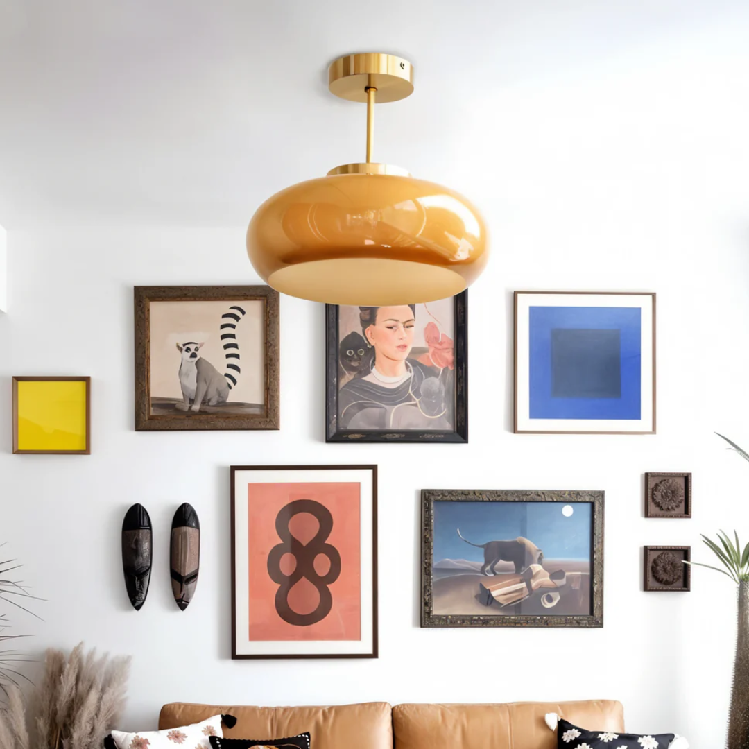 Glass Ceiling Light with Round Shade Pendant