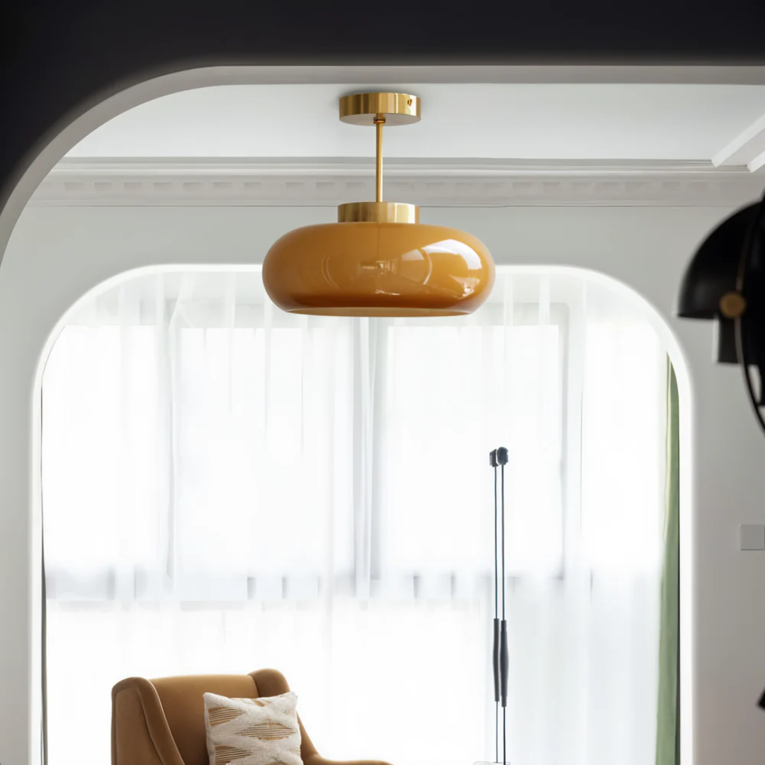 Glass Ceiling Light with Round Shade Pendant
